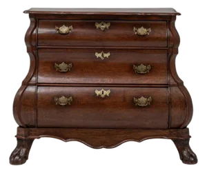 1820s Dutch Baroque Mahogany Bombe Chest Of Drawers