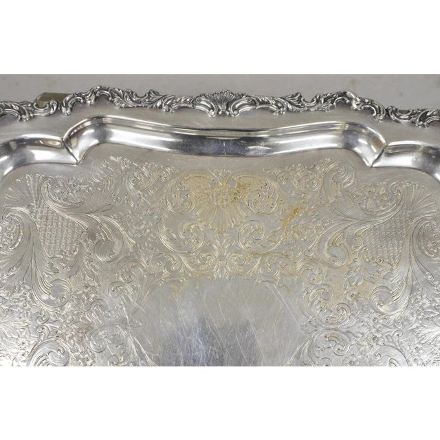 Metal Vintage Community Ascot Sheffield Large Victorian Silver Plated Platter Bar Tray For Sale - Image 7 of 12