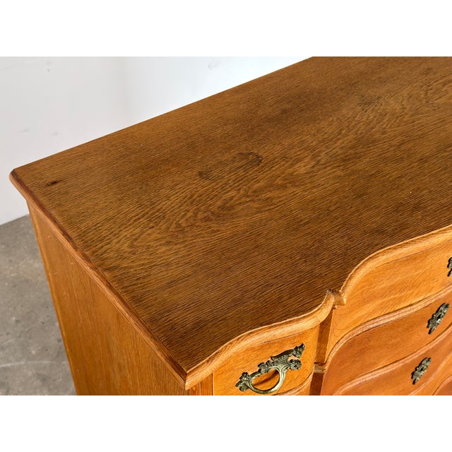Wood Danish Rococo Oak Serpentine Chest of Drawers, 1940s For Sale - Image 7 of 13