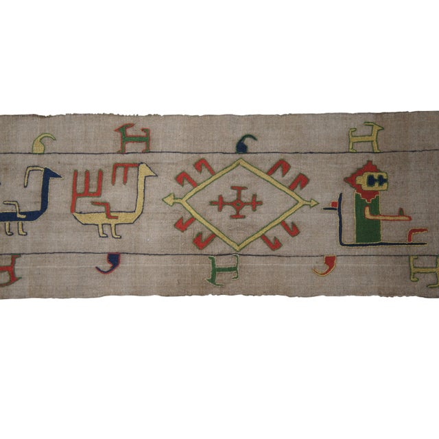 Folk Art Mid 19th Century Figural Camel Bat Tent Decoration Wall Hanging Textile Tapestry For Sale - Image 3 of 10