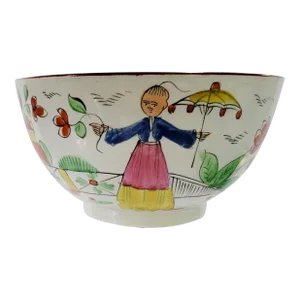 18th,19th C English Pearlware Polychrome Bowl