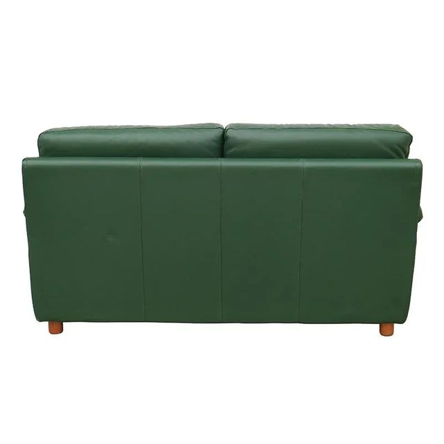 Vintage Green Leather Sofa, 1960s For Sale - Image 4 of 5