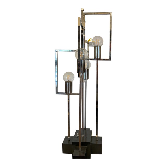 Mid Century Modern Architectural Chrome 4 Light Chrome Table Lamp For Sale