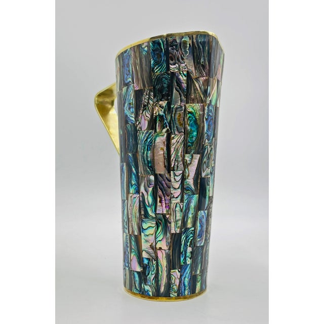 1960s Los Castillo Taxco Abalone Shell & Brass Pitcher, Mexican Modern For Sale - Image 14 of 18