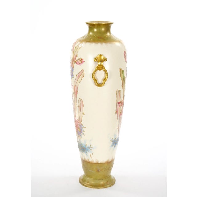 Traditional Tall Antique Hand Painted & Gilt Decorated German Porcelain Decorative Vase For Sale - Image 3 of 12