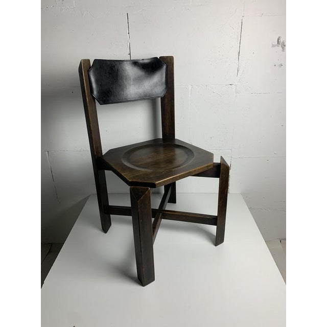 Stunning set of 4 architectural brutalist dining chairs, 1970s attributed to The Netherlands. Wonderful example of Dutch...