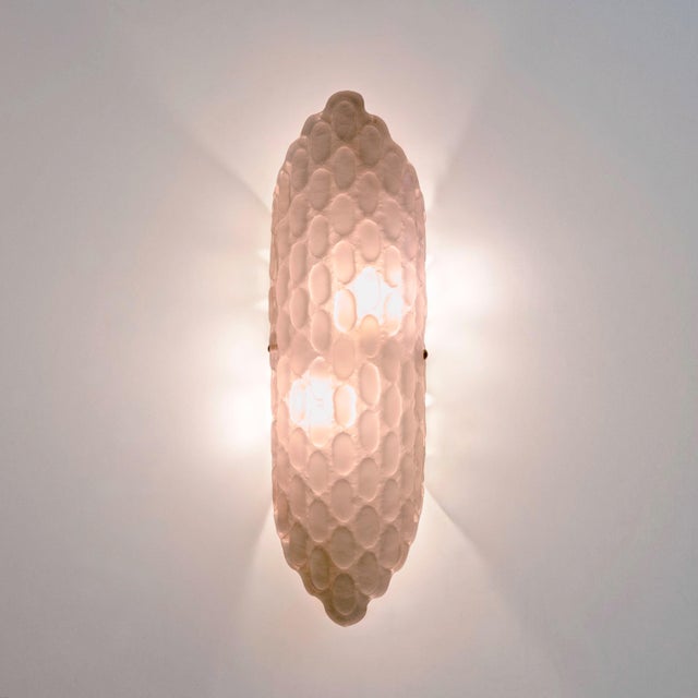 Pink Murano Glass Wall Sconces with Textured Relief, 2000s, Set of 2 For Sale - Image 6 of 10