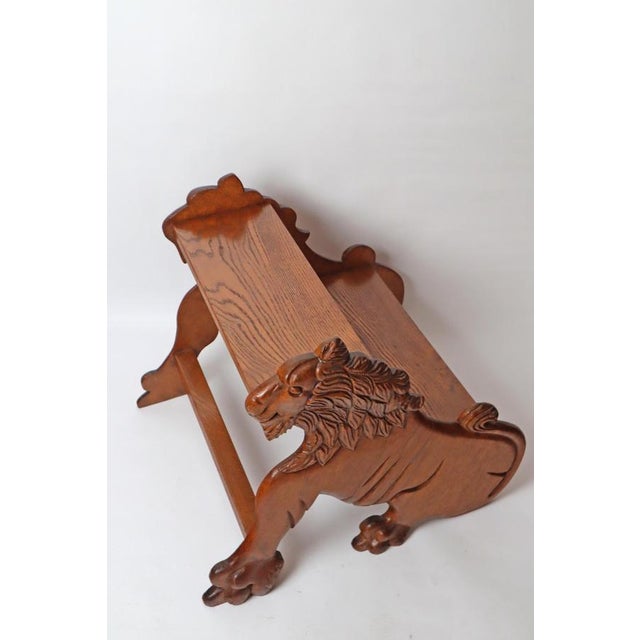 Victorian Oak Lion Library Ladder, 1900 For Sale - Image 10 of 18