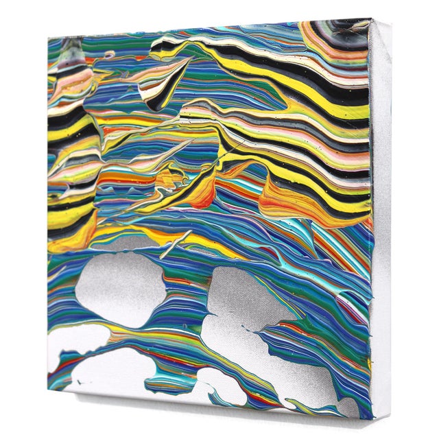 Detach - Abstract Colorful Experimental Optical Illusion Painting on Canvas Original Artwork by Armen Ges For Sale In Los Angeles - Image 6 of 9