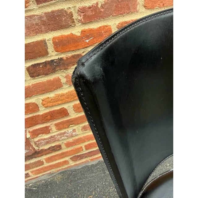 Late 20th Century Pair of Maurice Villency Black Leather Side Chairs For Sale - Image 17 of 17
