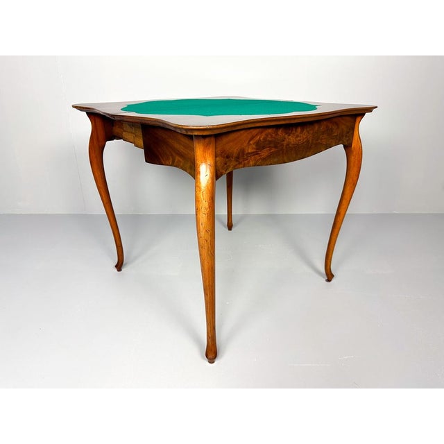 Vintage Console or Game Table in Mahogany Veneer and Green Felt, 1920s For Sale - Image 9 of 13