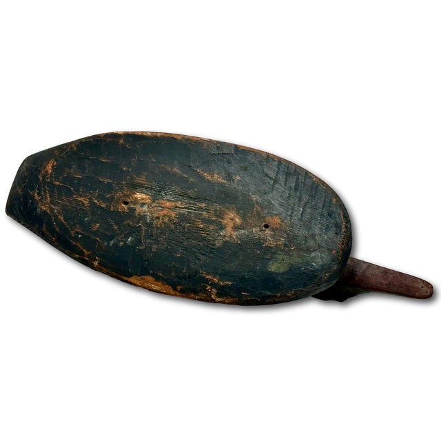 Very Large Size Antique American Carved Wood Hand Painted Duck Hunters Decoy From Downeast Coastal Maine - 21 1/2 Inches Long For Sale - Image 16 of 18