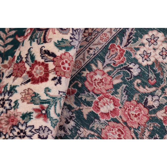 Textile Shabby Chic Kashan Pak-Persian Green/Ivory Wool Rug - 9'2'' X 12'3'' For Sale - Image 7 of 8