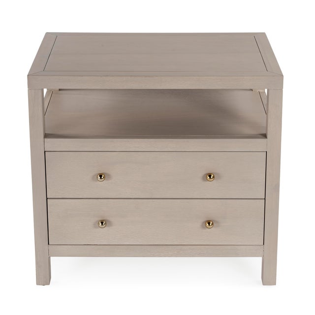 Nora 28 in. W Rectangular 2 Drawer Wide Nightstand with Open Shelf, Antique Taupe For Sale In Chicago - Image 6 of 11