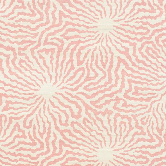 Printed on a woven grasscloth ground, this fabulous abstracted floral design brings a lovely softness and textural allure...