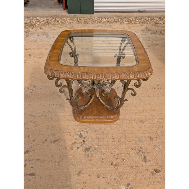 Bernhardt 1980s Bernhardt Side/End Table With Glass Top. For Sale - Image 4 of 6