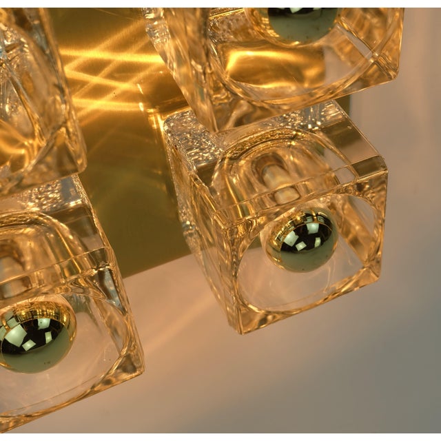 Metal Mid-Century Modern Brass Ceiling Light with Glass Cubes from Peill & Putzler, 1960s For Sale - Image 7 of 13