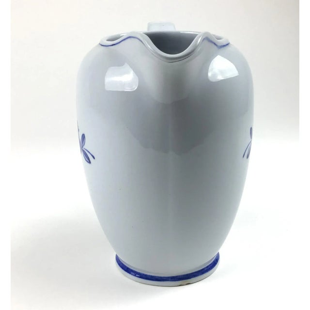 Ceramic Arabia Blue Rose Pattern Vintage Pitcher or Vase For Sale - Image 7 of 12