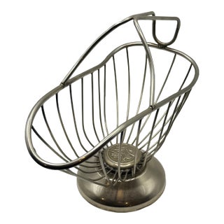 Vintage Metal Wire Wine Bottle Holder With Pedestal Base For Sale