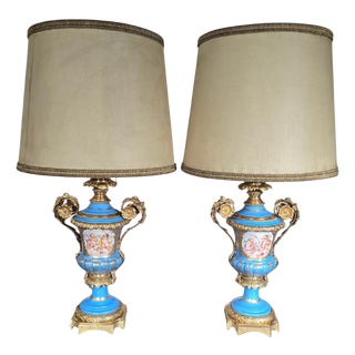 19th Century French Porcelain and Gilt Bronze Lamps in the style of Sèvres, 1890s For Sale