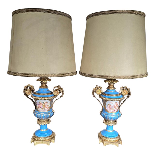 19th Century French Porcelain and Gilt Bronze Lamps in the style of Sèvres, 1890s For Sale