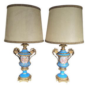 19th Century French Porcelain and Gilt Bronze Lamps in the style of Sèvres, 1890s