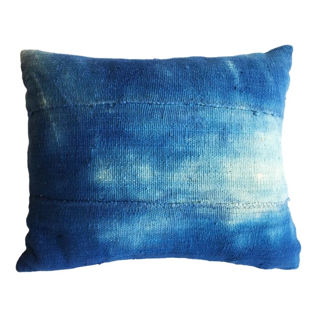 African Custom Made Vintage Indigo &White Cloth Pillow 14.5" by 12.5" For Sale