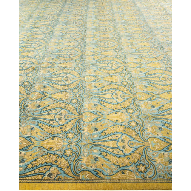 Solo Rugs Mogul, One-of-a-Kind Hand-Knotted Area Rug - Green, 12' 2" x 15' 0" For Sale - Image 4 of 8