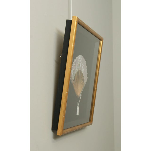 Traditional Faux Bamboo Framed Vintage Japanese Fan For Sale - Image 3 of 13