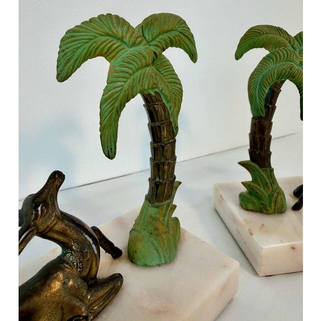 1930s Art Deco French Bookends with Gazelles and Palm Trees, 1930s, Set of 2 For Sale - Image 5 of 10