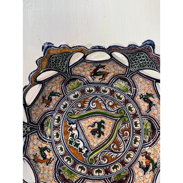 Coimbra Ceramic - Hand Painted Portuguese Fruit Basket 3 For Sale - Image 10 of 14