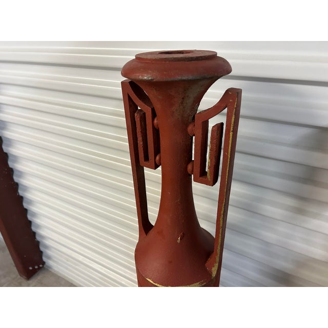 Red Pair of 1920s French Art Deco Iron Urns For Sale - Image 8 of 10