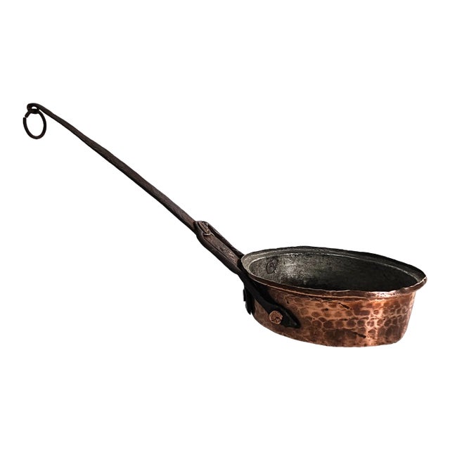 Antique Hand-Forged Copper & Iron Tinned Hearth Ladle (Circa 1850–1900) For Sale
