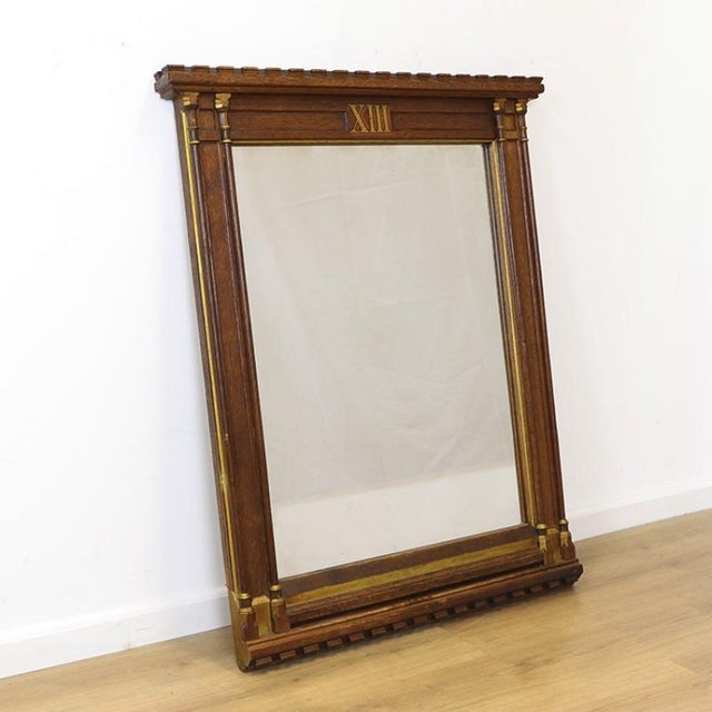 Large Oak Religious Church Frame with Mirror For Sale - Image 6 of 7
