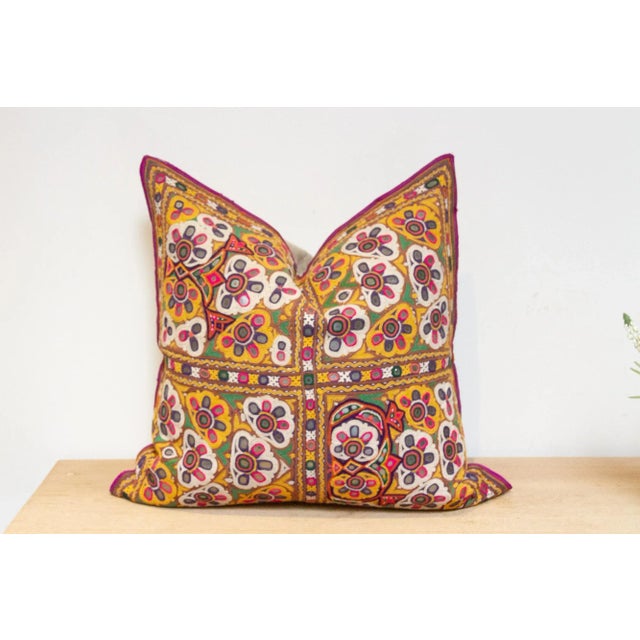 19th Century Dhani Rajasthani Embroidered Decorative Pillow For Sale - Image 5 of 8