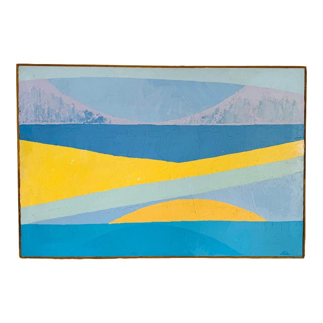 Vintage 1960s Multi-Colored Abstract Oil Painting by Frederic M. Faillace For Sale