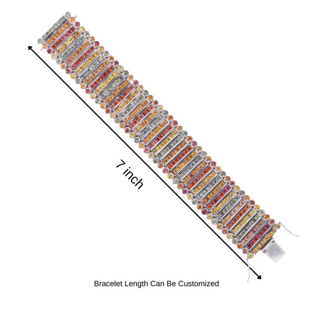 Elegant Multi-Row Multi-Sapphire Bracelet | 48.70 CTW | Sterling Silver For Sale - Image 14 of 16