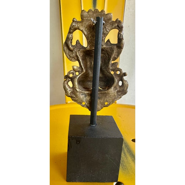 Indian Mid Century Yali Kirtimukha Brass Dragon Face Temple Guardian Ganesha Hindu Metal Antique Indian India For Sale - Image 3 of 12