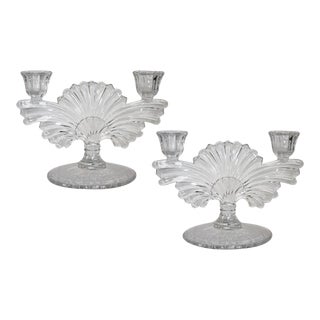 Paden City Glass Deco Style Candle Holders - a Pair For Sale