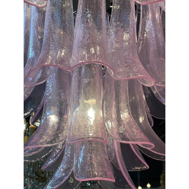 Early 21st Century Modern Pink Murano Style Glass Saddle Form Chandelier For Sale - Image 5 of 8
