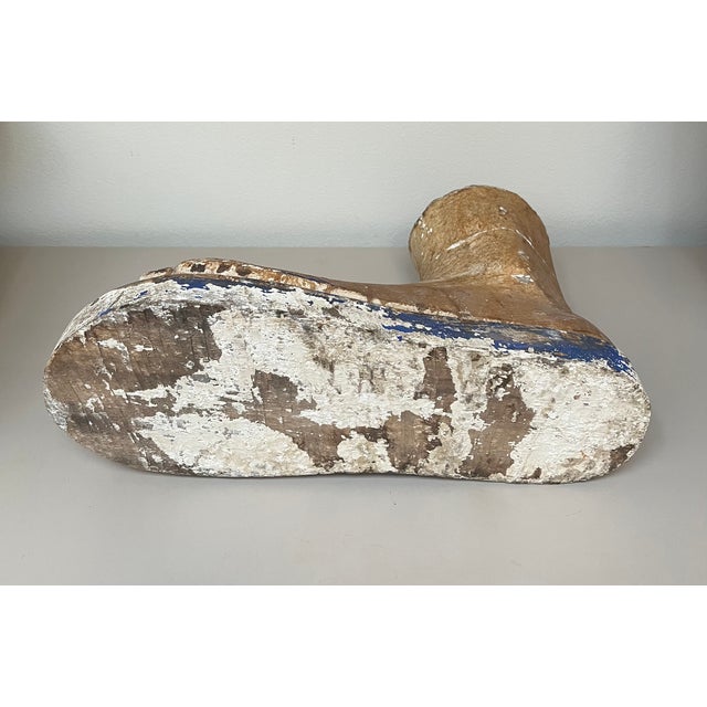 Folk Art Large Carved Pine Wood and Gesso Foot For Sale - Image 3 of 6