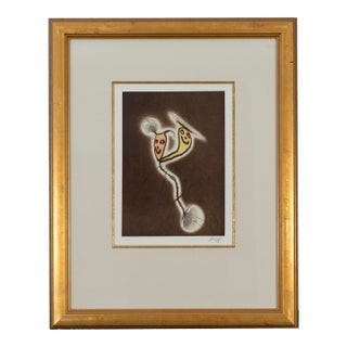 1960s Original Zush Evru, "Goobad" Print in Museum Quality Gilded Frame For Sale