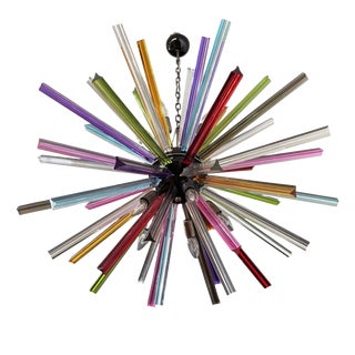 Sputnik Pendant Light with 50 Multicolored Murano Glass Prisms from Justfurnituress SRL For Sale