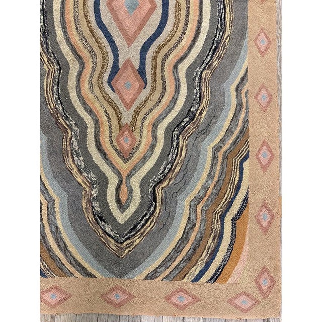 American 1880s Antique Multicolor Medallion Folk Art Cotton American Hooked Carpet Rug For Sale - Image 3 of 5