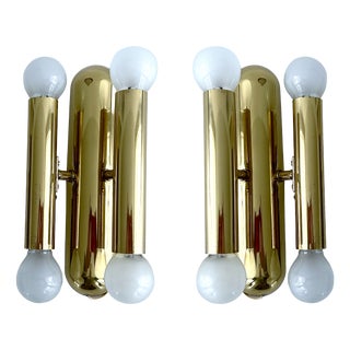 Vintage Space Age Brass Sconces, 1970s, Set of 2 For Sale