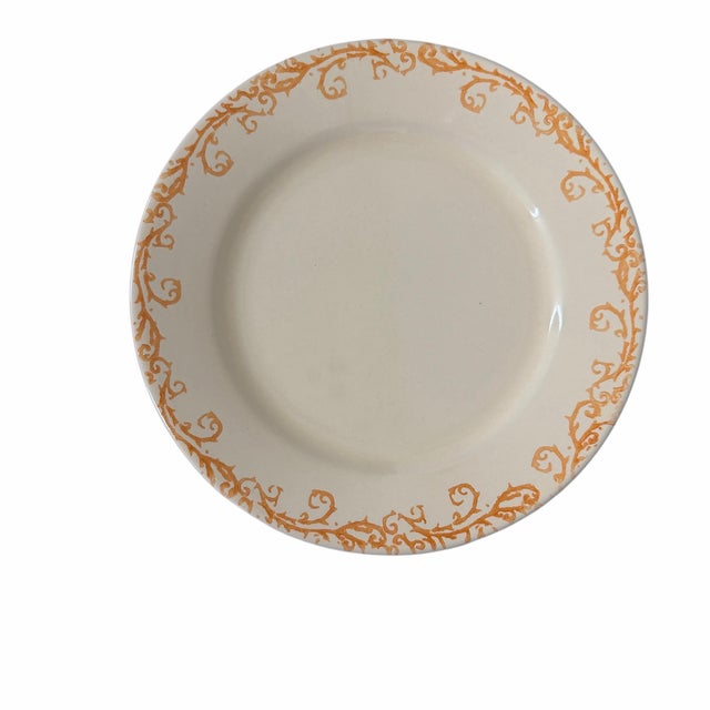 Cabin Vintage Val Do Sol Hand Painted Salad Plates Made in Portugal - Set of 7 For Sale - Image 3 of 7