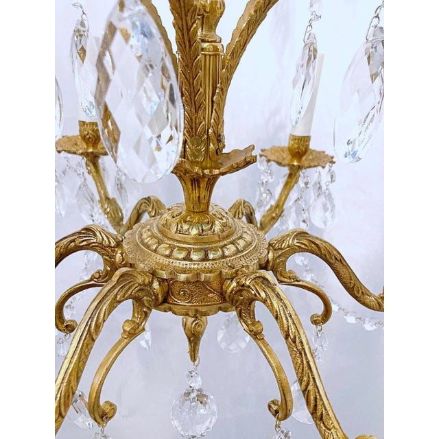 1950s Vintage Spanish Chandelier With Crystal Prisms For Sale - Image 5 of 8