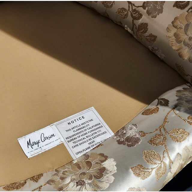 Marge Carson Wingback Chair Embroidered Silk With 7 Pillows For Sale - Image 17 of 17