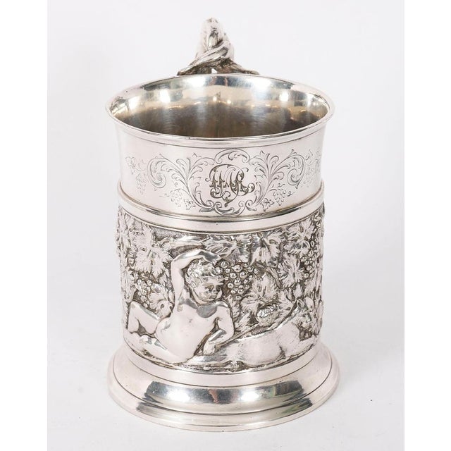 Antique Victorian Silver Plated Embossed and Engraved Mug from G R Collis, 1835 For Sale - Image 13 of 18