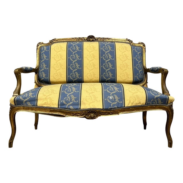 Louis Xv Style Bench in Gilded Wood, 20th Century For Sale